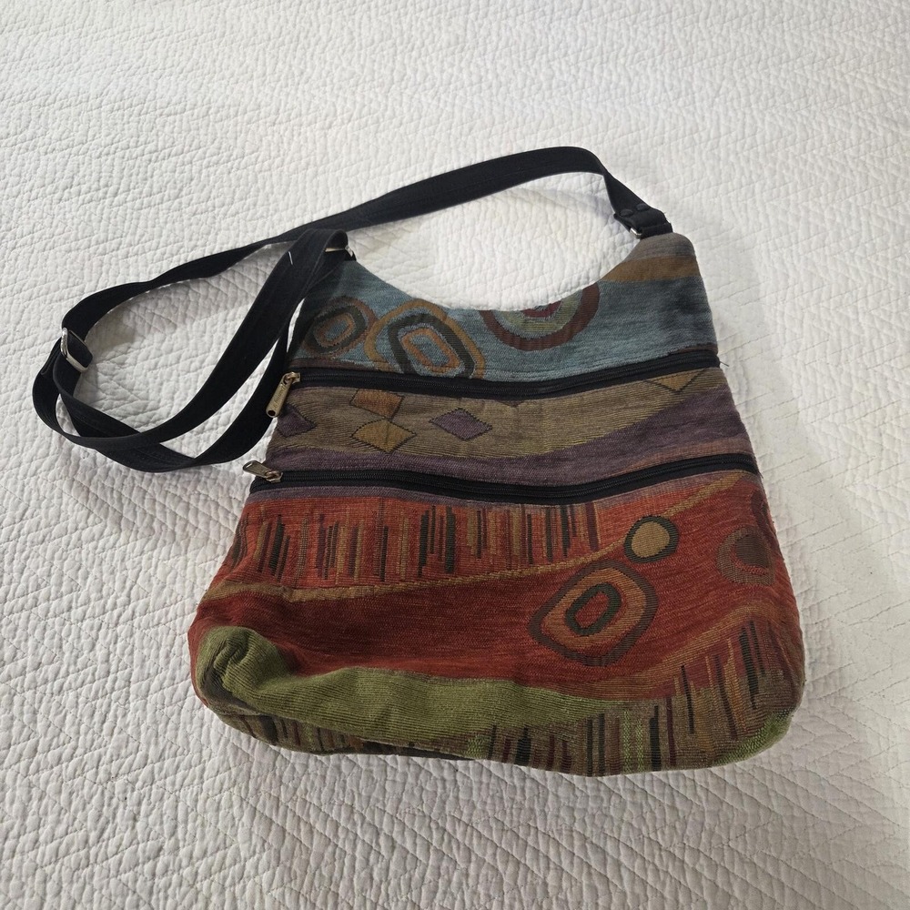 Danny‎ K. Tapestry Shoulder Bag Multicolor Zip Hobo Purse